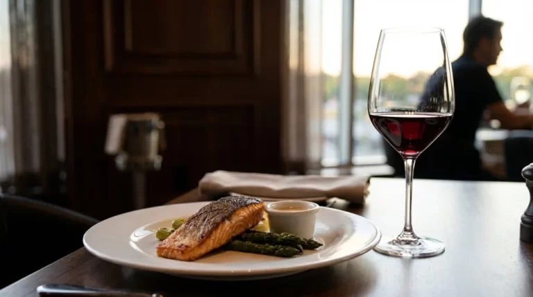 Plato de Salmon y Vino Tinto de Pinot Noir - Aprende a maridar pescado con vino tinto