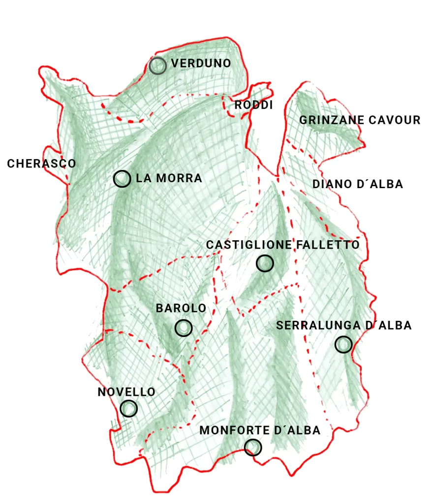 Mapa de las municipalidades Barolo